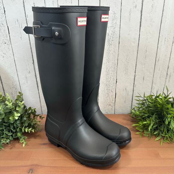 Hunter Women's Original Tall Rain Boots Black Size 9 - Picture 1 of 9